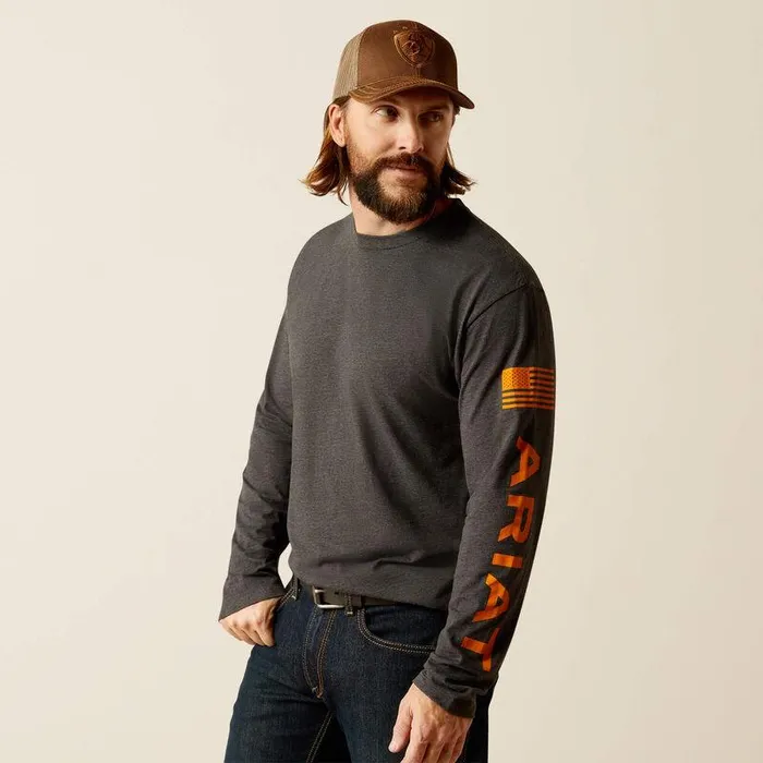 Men TShirts and Polos Ariat Ariat Elevated V2 TShirt Charcoal Heather