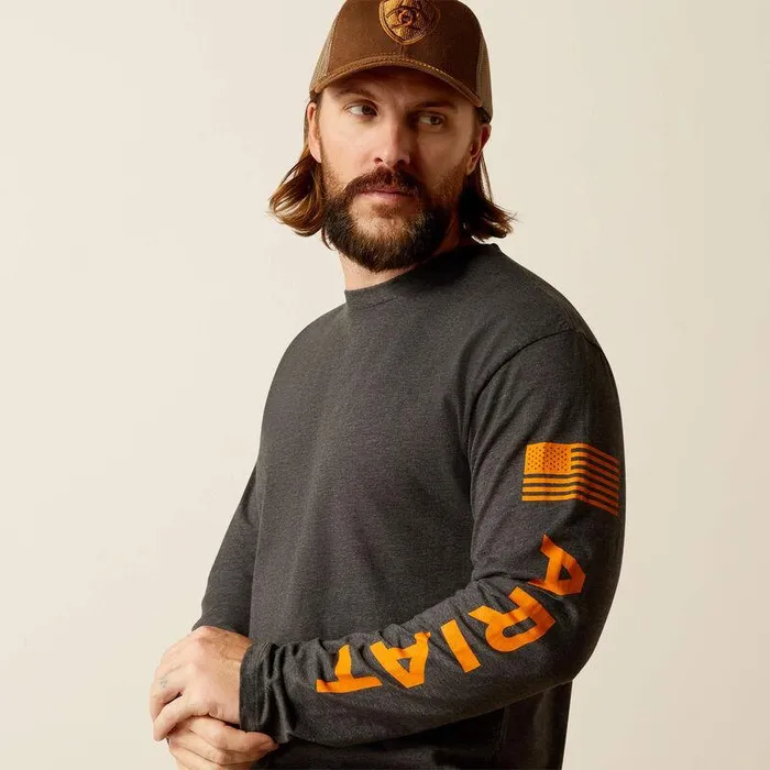 Men TShirts and Polos Ariat Ariat Elevated V2 TShirt Charcoal Heather