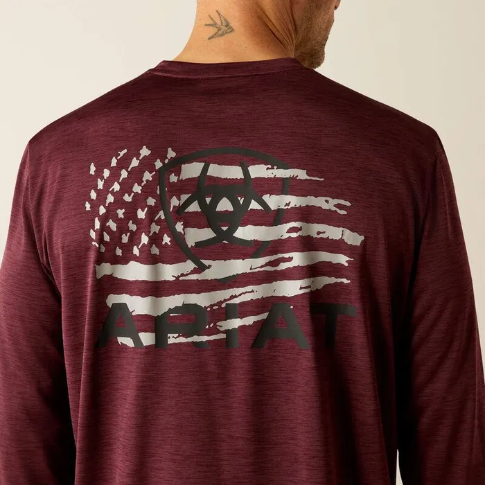 Men TShirts and Polos Ariat Charger Breakthru TShirt Malbec Heather