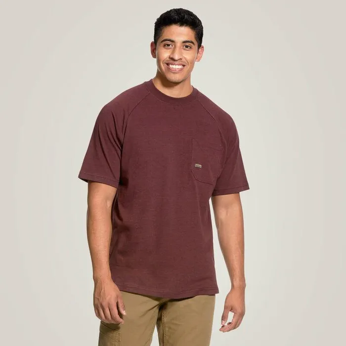 Men TShirts and Polos Ariat Rebar Cotton Strong TShirt Burgundy Heather