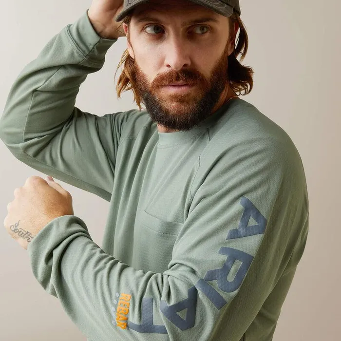 Men TShirts and Polos Ariat Rebar Heat Fighter TShirt Lily Padand Periscope