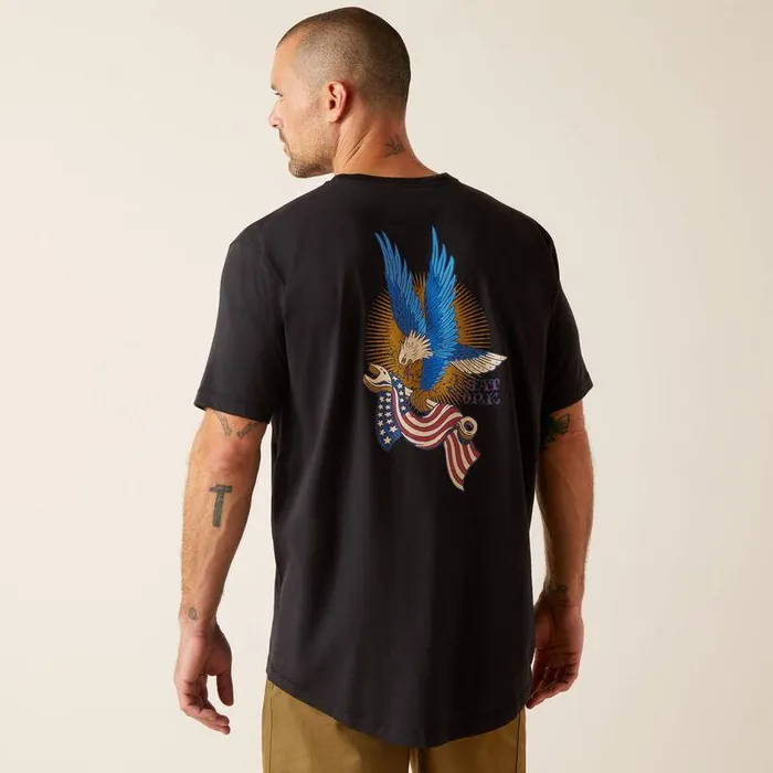 Men TShirts and Polos Ariat Rebar Workman Victory Eagle Black