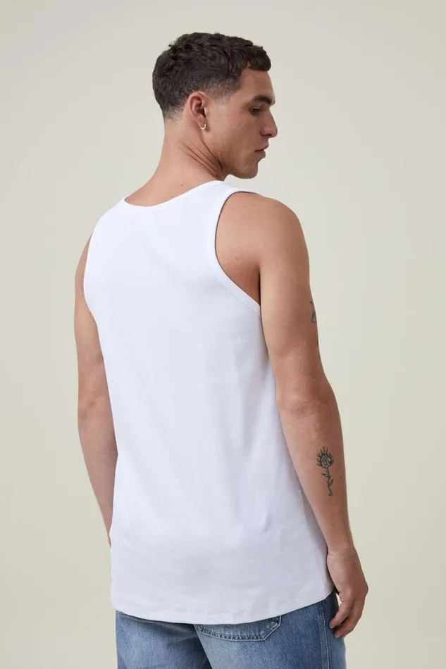 Men Tees and Tanks Cotton On Loose Fit Rib Tank White