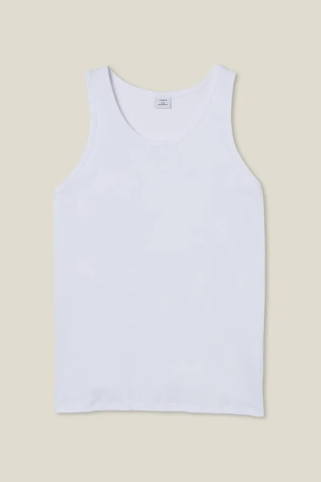Men Tees and Tanks Cotton On Loose Fit Rib Tank White