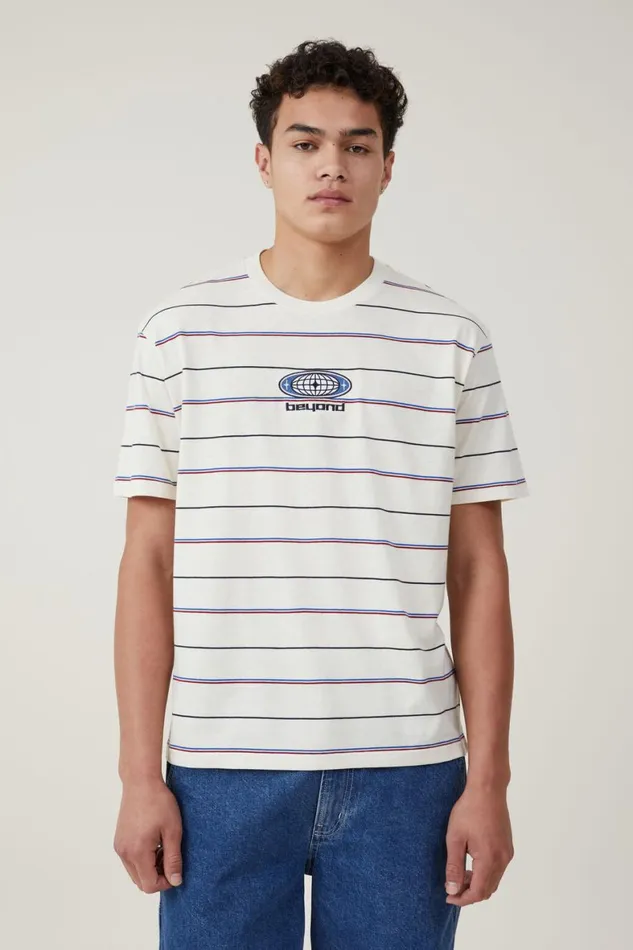 Men Tees and Tanks Cotton On Loose Fit Stripe TShirt Sand Pop Easy Stripe Beyond