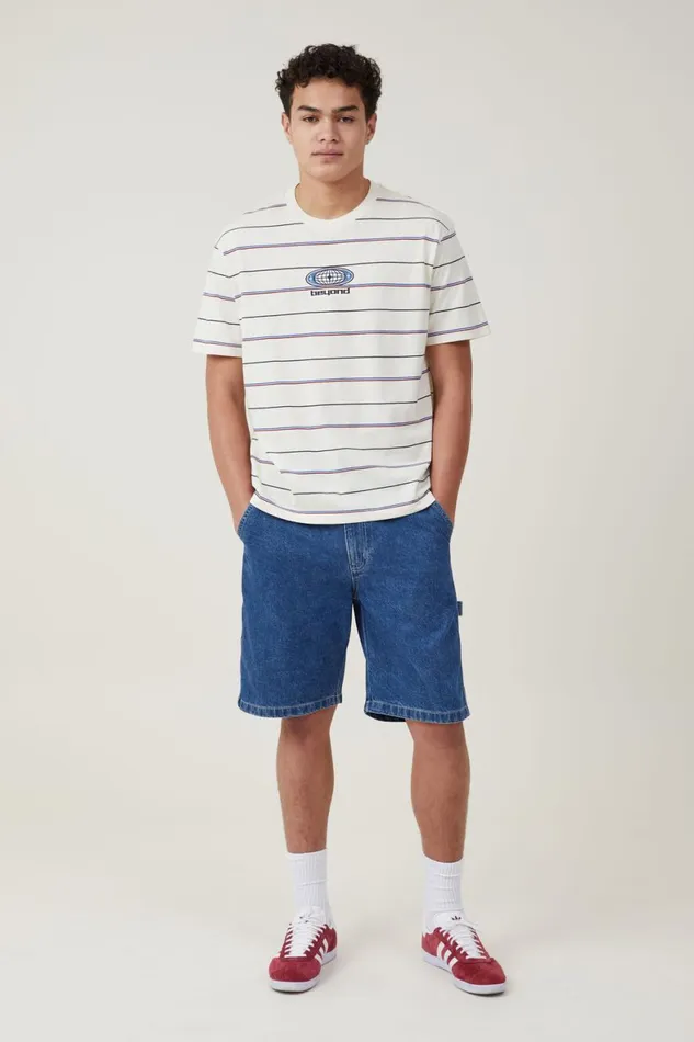 Men Tees and Tanks Cotton On Loose Fit Stripe TShirt Sand Pop Easy Stripe Beyond
