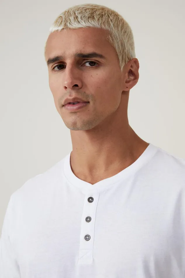 Men Tees and Tanks Cotton On Organic Henley TShirt White