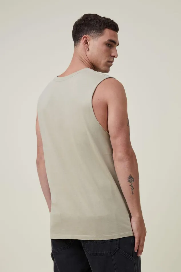 Men Tees and Tanks Cotton On Organic Muscle Gravel Stone