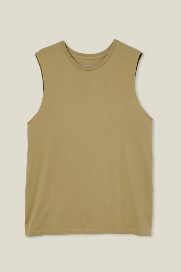 Men Tees and Tanks Cotton On Organic Muscle Gravel Stone
