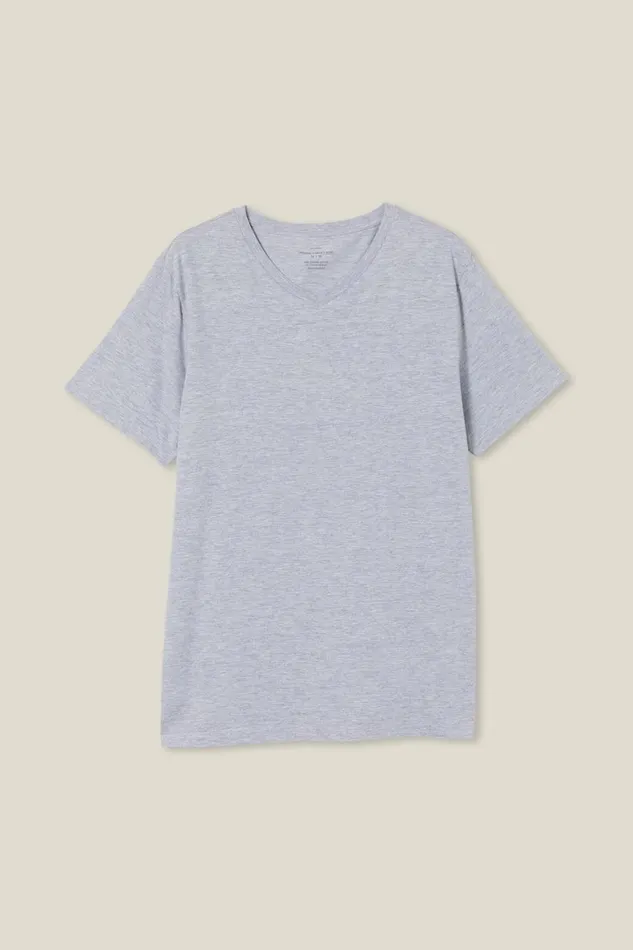 Men Tees and Tanks Cotton On Organic VNeck TShirt Light Grey Marle
