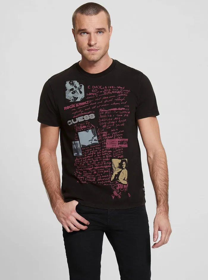 Men Tees and Tanks GUESS Black Multi Tour Tshirt