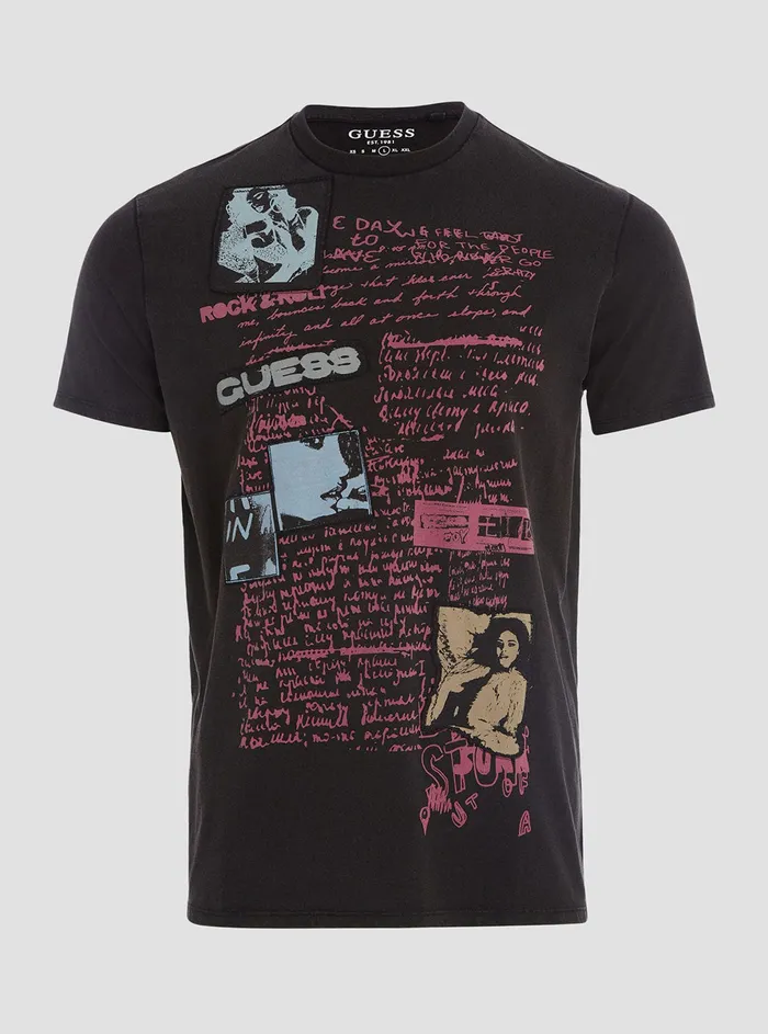 Men Tees and Tanks GUESS Black Multi Tour Tshirt Men Tees and Tanks GUESS Black Multi Tour Tshirt
