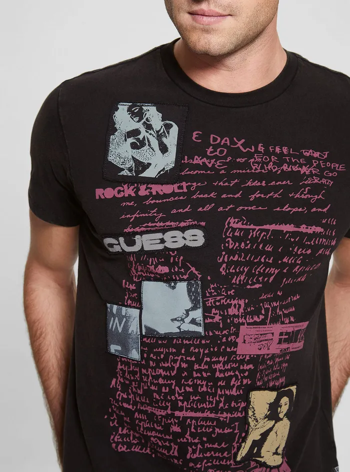 Men Tees and Tanks GUESS Black Multi Tour Tshirt Men Tees and Tanks GUESS Black Multi Tour Tshirt