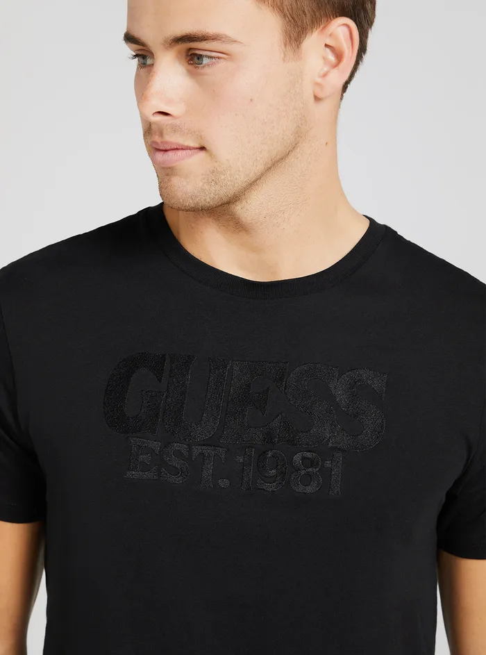 Men Tees and Tanks GUESS Eco Black Embroidered Logo Tshirt