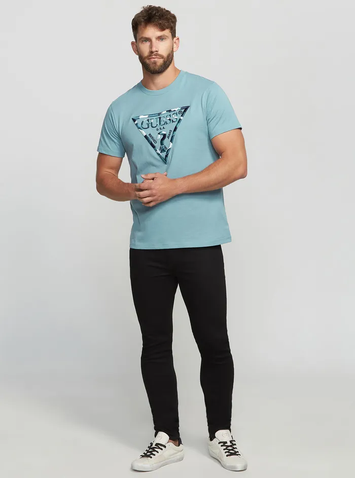 Men Tees and Tanks GUESS Eco Blue Gad Logo Tshirt