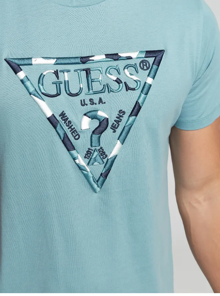 Men Tees and Tanks GUESS Eco Blue Gad Logo Tshirt