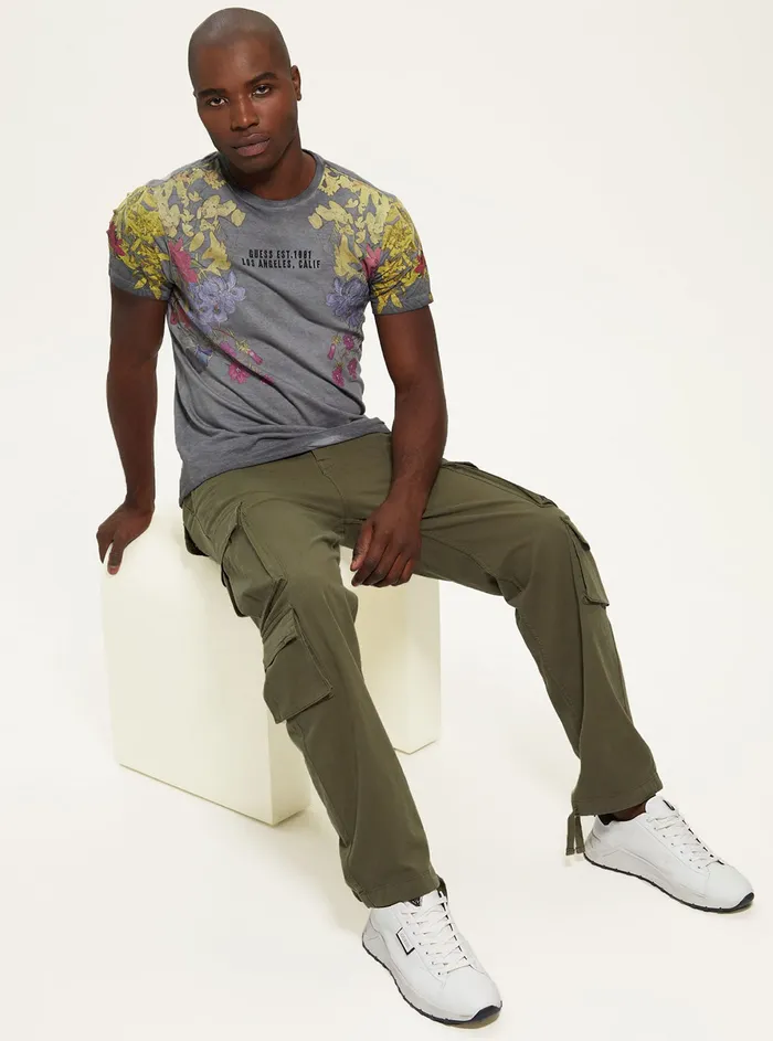 Men Tees and Tanks GUESS Eco Jet Black Multi Floral Tshirt Men Tees and Tanks GUESS Eco Jet Black Multi Floral Tshirt