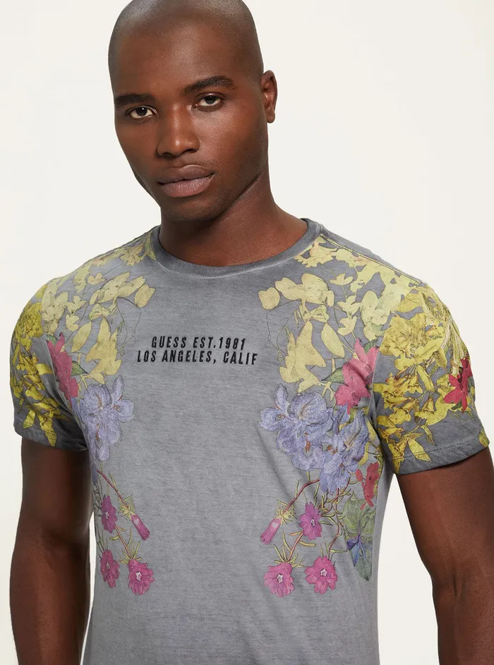 Men Tees and Tanks GUESS Eco Jet Black Multi Floral Tshirt Men Tees and Tanks GUESS Eco Jet Black Multi Floral Tshirt