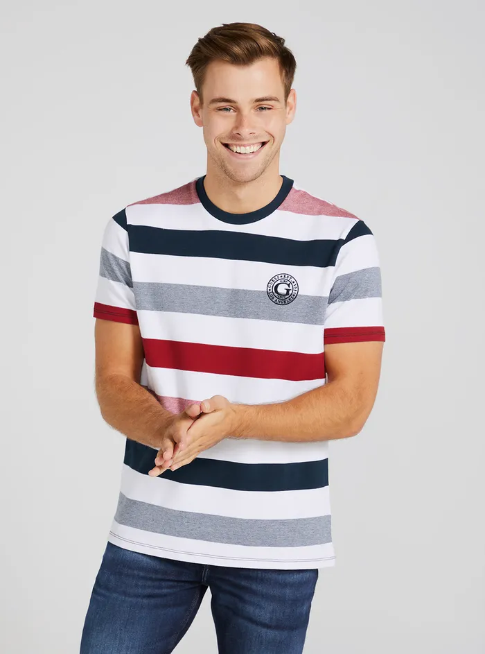 Men Tees and Tanks GUESS Eco Red Stripe Pique Dock Tshirt