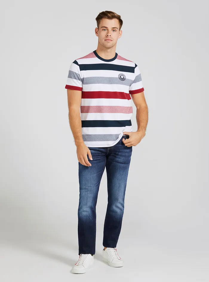 Men Tees and Tanks GUESS Eco Red Stripe Pique Dock Tshirt Men Tees and Tanks GUESS Eco Red Stripe Pique Dock Tshirt