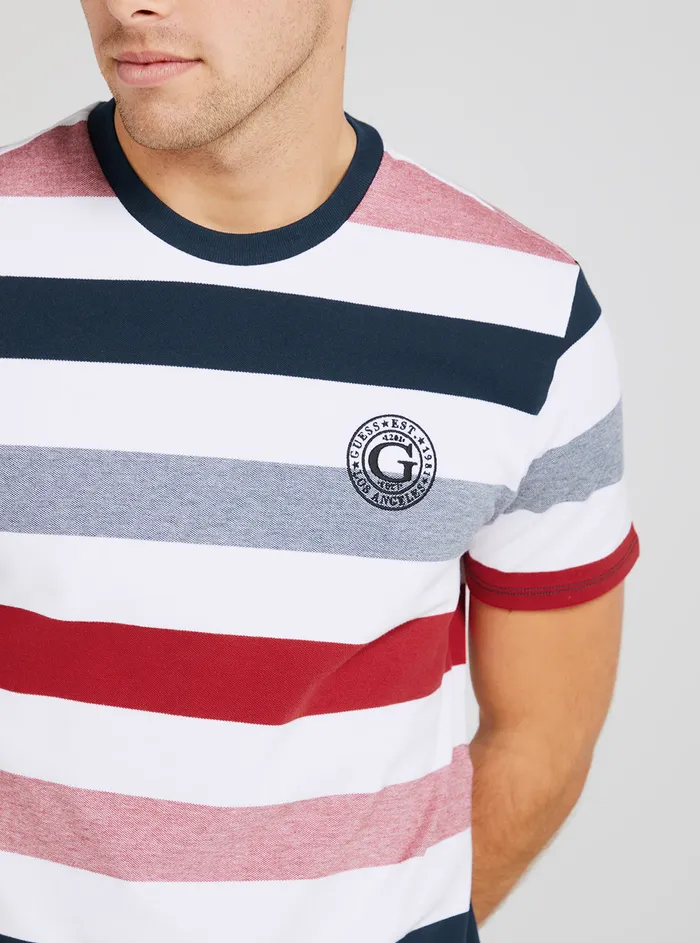 Men Tees and Tanks GUESS Eco Red Stripe Pique Dock Tshirt Men Tees and Tanks GUESS Eco Red Stripe Pique Dock Tshirt