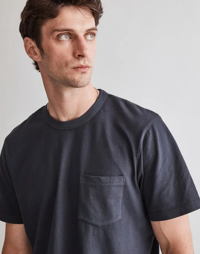 Men Tees Madewell GarmentDyed Allday Crewneck Pocket Tee Twilight