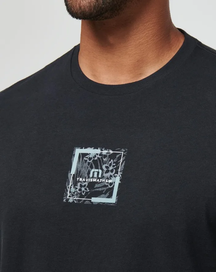 Men Tees TravisMathew LIVING ALOHA TEE Black Men Tees TravisMathew LIVING ALOHA TEE Black