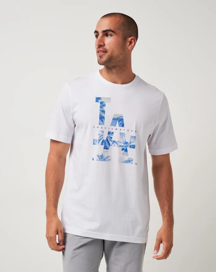 Men Tees TravisMathew LOS ANGELES DODGERS BLEACHER BREEZE TEE White