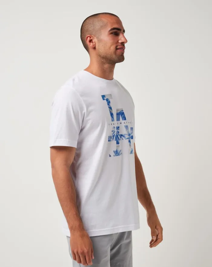 Men Tees TravisMathew LOS ANGELES DODGERS BLEACHER BREEZE TEE White