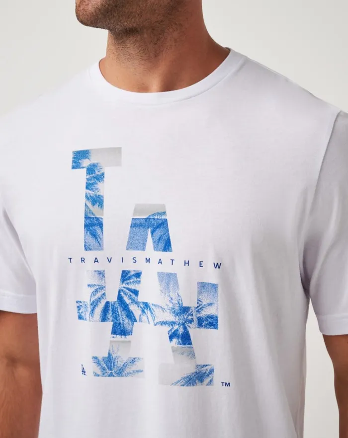 Men Tees TravisMathew LOS ANGELES DODGERS BLEACHER BREEZE TEE White