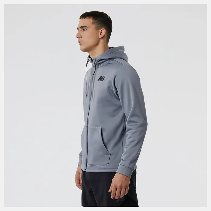 Men Tenacity Performance Fleece Full Zip Hoodie Gunmetal New Balance Hoodies and Sweatshirts