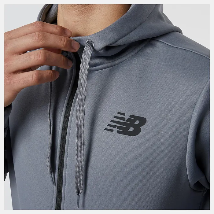 Men Tenacity Performance Fleece Full Zip Hoodie Gunmetal New Balance Hoodies and Sweatshirts