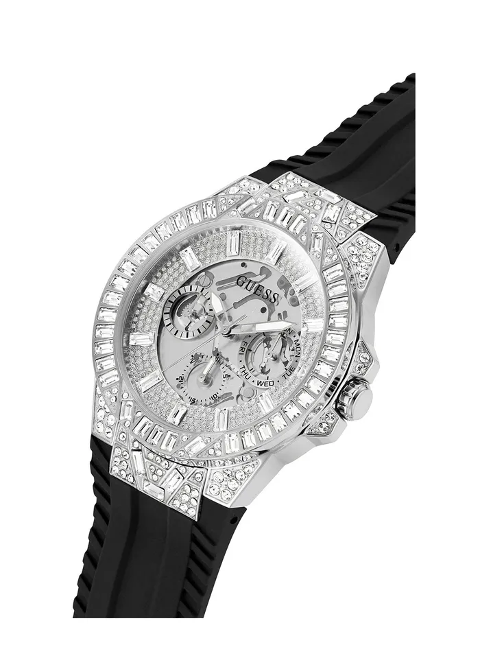 Men Watches GUESS Black Dynasty Crystal Silicone Watch Men Watches GUESS Black Dynasty Crystal Silicone Watch
