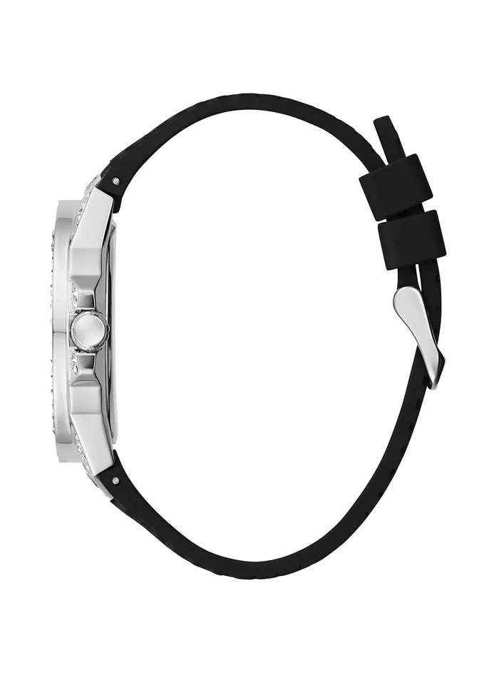 Men Watches GUESS Black Dynasty Crystal Silicone Watch Men Watches GUESS Black Dynasty Crystal Silicone Watch