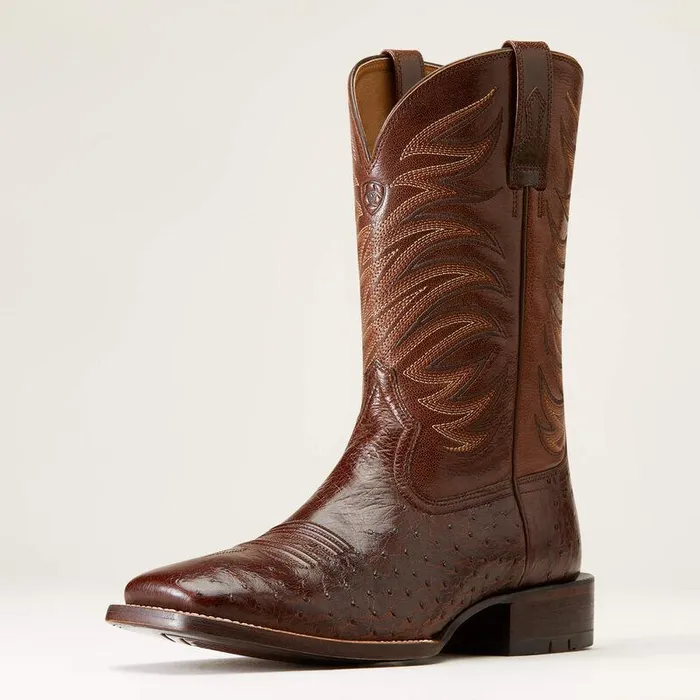 Men Western Boots Ariat Badlands Cowboy Boot Dark Tabac Smooth Quill Ostric