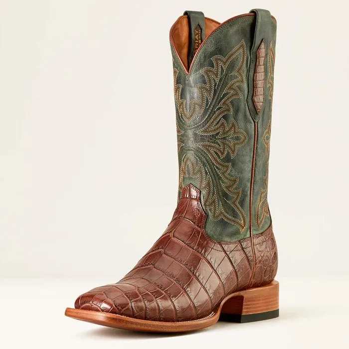 Men Western Boots Ariat Bench Made Bassett Western Boot Whiskey Nile Crocforest Green