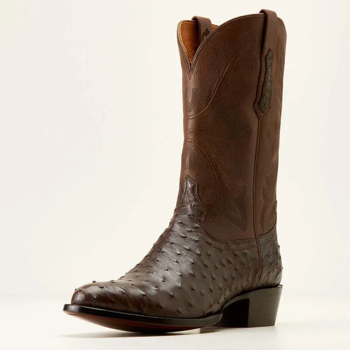 Men Western Boots Ariat Bench Made James Western Boot Espresso Full Quill Ostrich