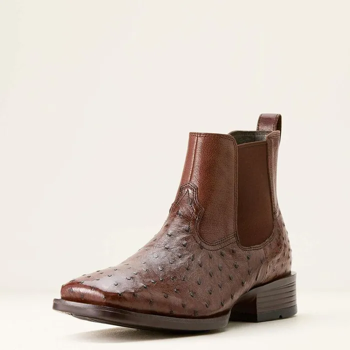 Men Western Boots Ariat Booker Chelsea Wide Square Toe Western Boot Antique Tabac Full Quill Ostri