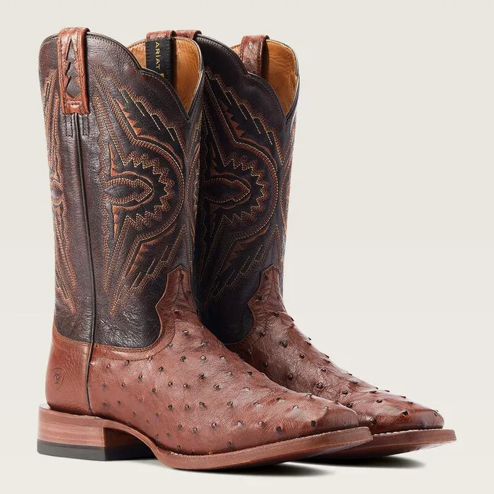 Men Western Boots Ariat Broncy Western Boot Cinnamon Full Quill Ostrich Men Western Boots Ariat Broncy Western Boot Cinnamon Full Quill Ostrich