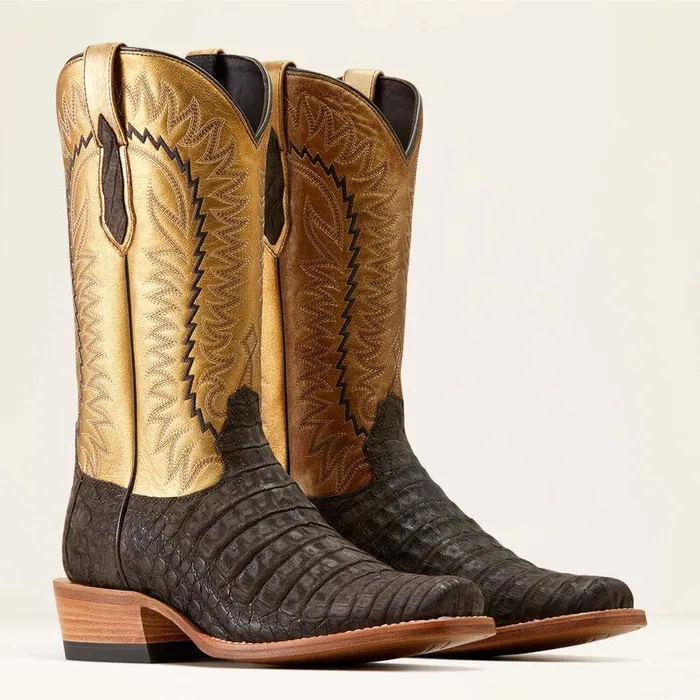Men Western Boots Ariat Futurity Finalist Cowboy Boot Brushed Chocolate Caiman Bellyand Washed Gold Men Western Boots Ariat Futurity Finalist Cowboy Boot Brushed Chocolate Caiman Bellyand Washed Gold