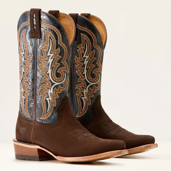 Men Western Boots Ariat Futurity Relentless Bama Fury Cowboy Boot Chocolate Bisonroyal Blue