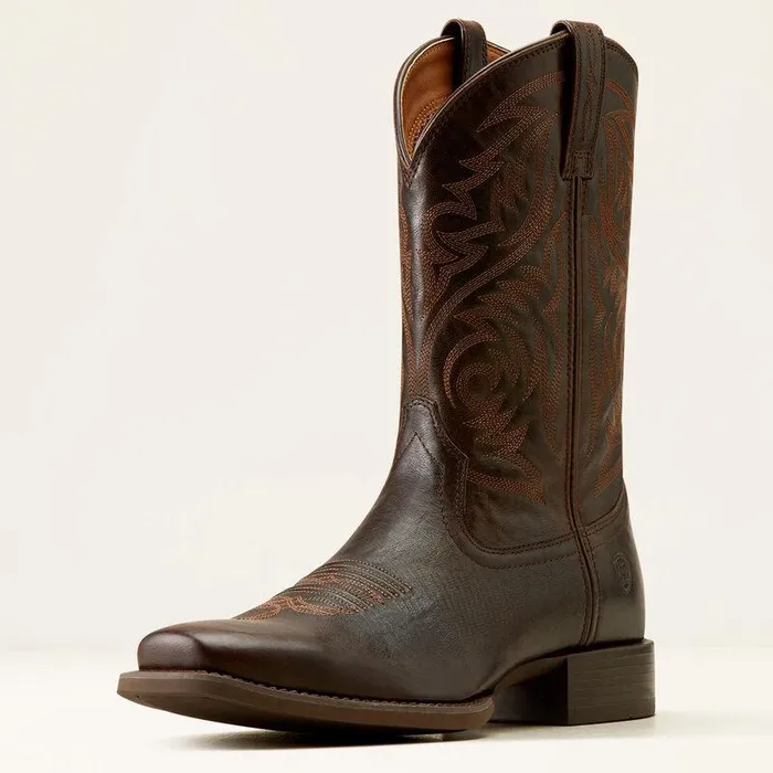 Men Western Boots Ariat Sport Herdsman Cowboy Boot Burnished Chocolate