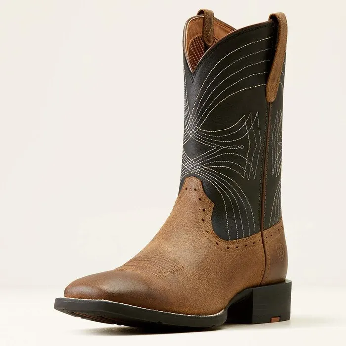 Men Western Boots Ariat Sport Wide Square Toe Cowboy Boot Barley Brownmatte Black
