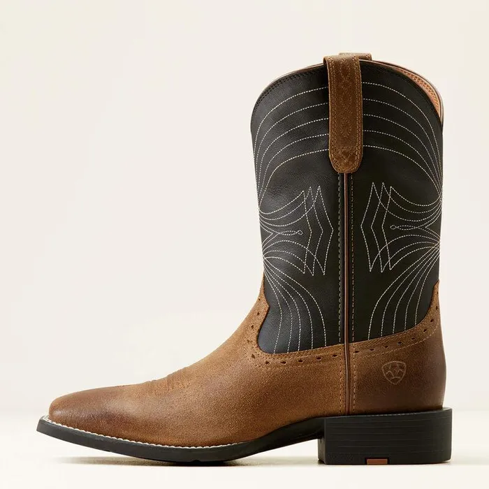 Men Western Boots Ariat Sport Wide Square Toe Cowboy Boot Barley Brownmatte Black