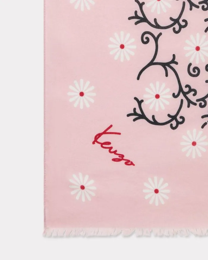 MenWomen 039KENZO Marguerite039 Cotton Stole Faded Pink Kenzo Scarves