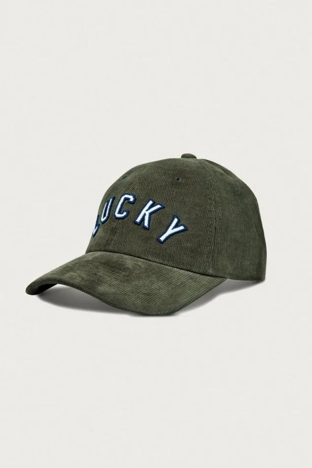 MenWomen Lucky Brand Hats Lucky Corduroy Baseball Hat Olive Branch