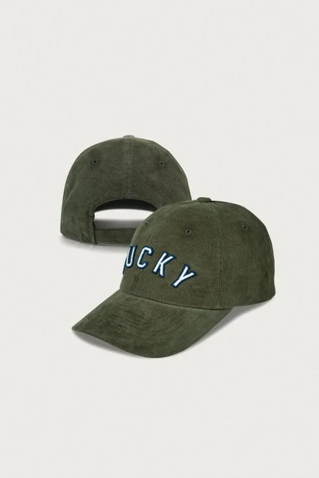MenWomen Lucky Brand Hats Lucky Corduroy Baseball Hat Olive Branch