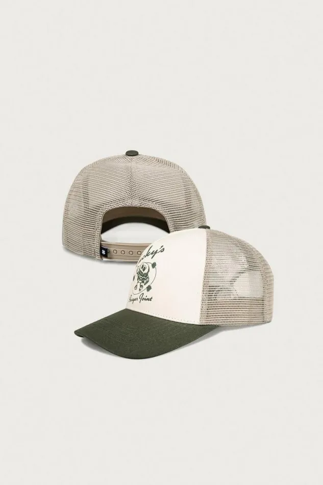 MenWomen Lucky Brand Hats Luckys Burger Joint Trucker Light Green