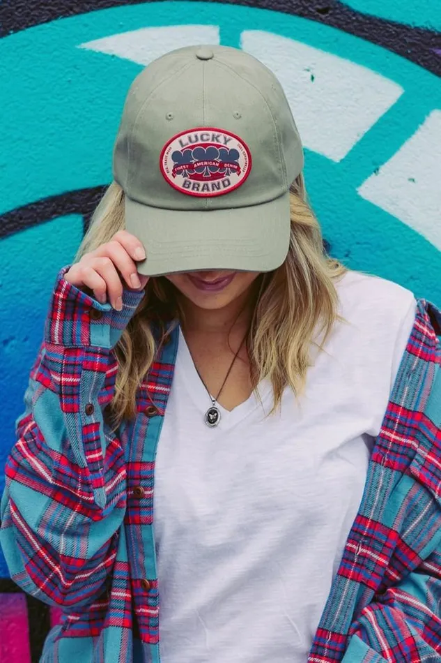 MenWomen Lucky Brand Hats Oval Clover Patch Dad Hat Bright Green