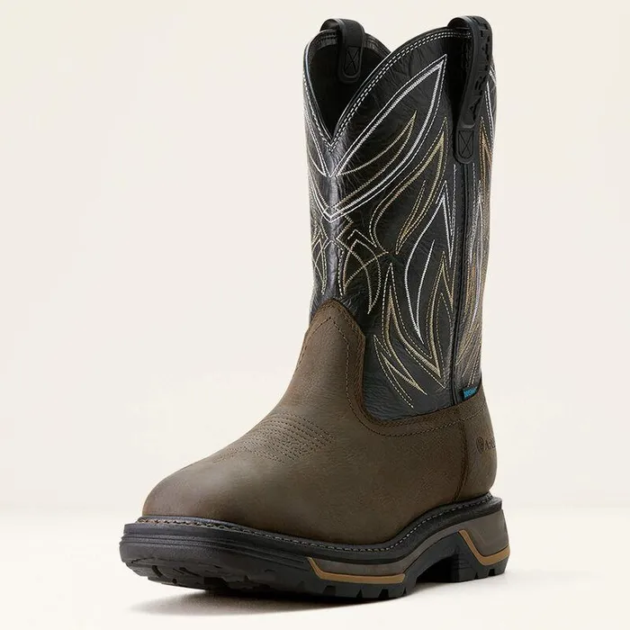 Men Work Boots Ariat Big Rig BOA Waterproof Work Boot Iron Coffeeblack